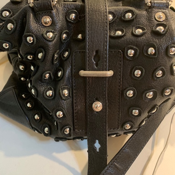 Belstaff Cross Body Black Leather Grommet Handbag CrossBody or Tote! - Picture 7 of 16